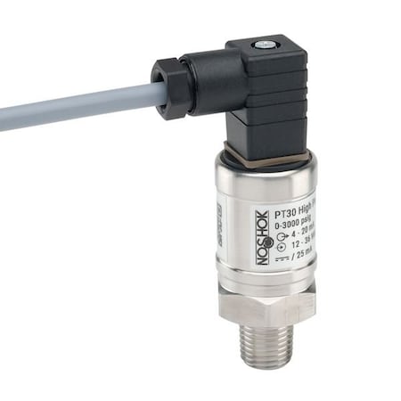 Noshok Pressure Transmitter, 0-100 psi gauge, +/-0.25% of span, 4 mA to 20 mA, 2-wire, 7/16-20 male SAE - 4 PT30-100psig-1-1-50-17